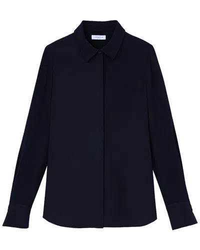 Lafayette 148 Scottie Silk Blouse In Blue