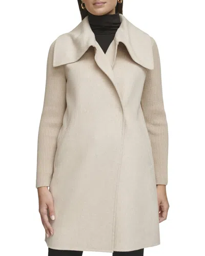 Kenneth Cole Womens Asymmetrical Wool-blend Jacket, L In Neutral