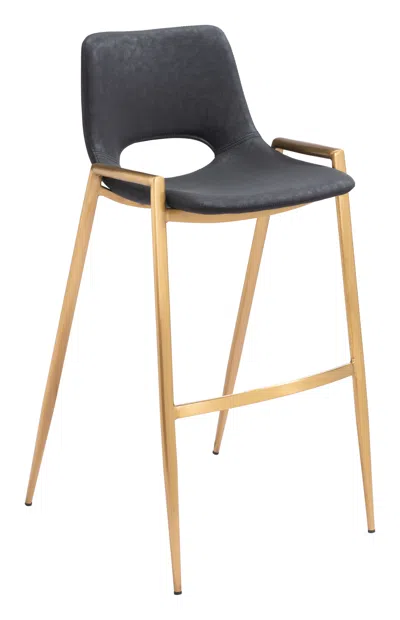 Hivvago Desi Barstool (set Of 2) Black & Gold In Gold