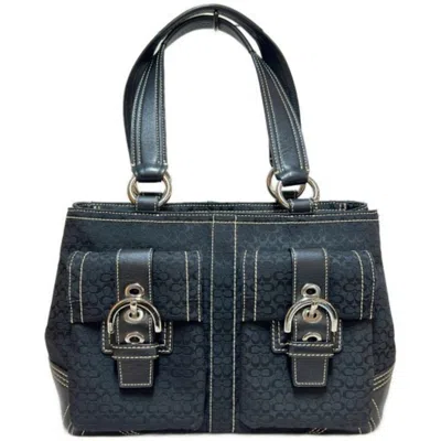 Pre-owned Coach Canvas Leather Handbag () In Black
