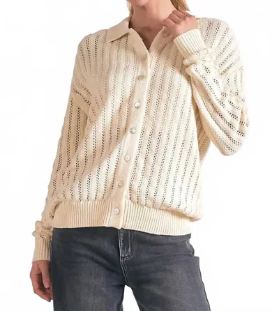 Elan Open Knit Sweater In Beige In Neutral