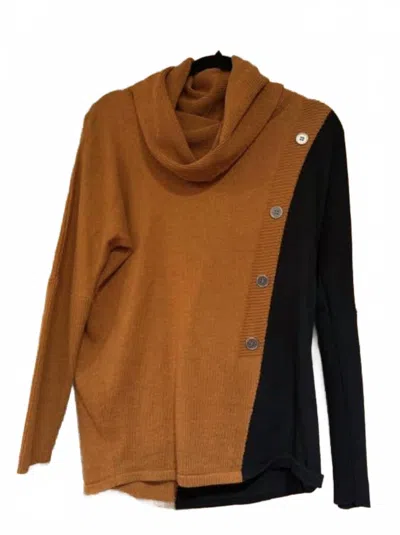 Marble Women's Oversized Cotton Sweater In Brown/black In Brown