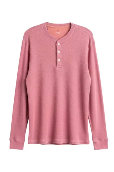 True Grit Men's Long Sleeve Waffle Henley Tee In Red In Pink