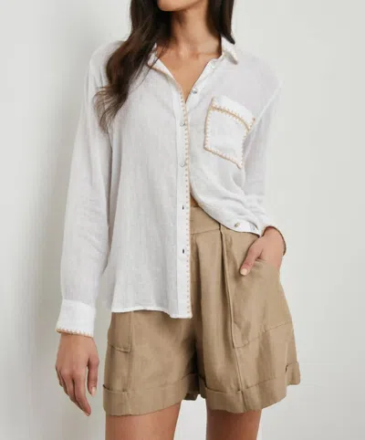Rails Charli Shirt In White Blanket Stitch In Multi