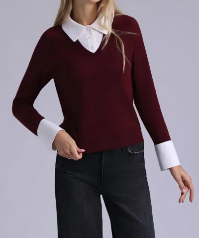 Minnie Rose Layered Polo In Bordeaux In Brown
