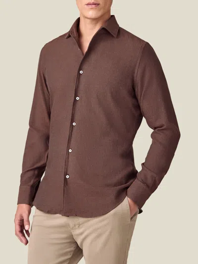 Luca Faloni Cashmere-cotton Classic Shirt In Brown