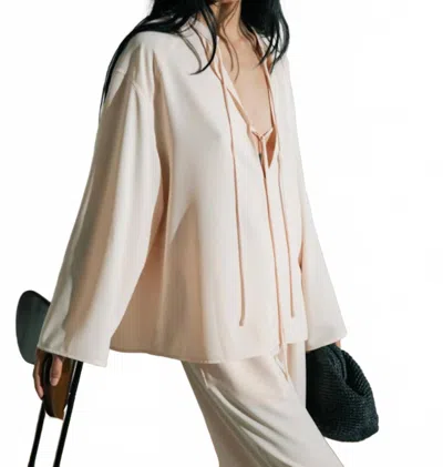 Sloan Tie V-neck Tunic In Beige In Brown