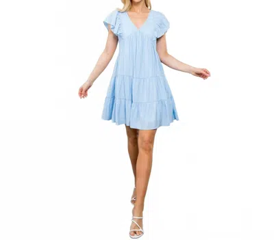 Thml Flutter Sleeve Dress In Blue In Blue