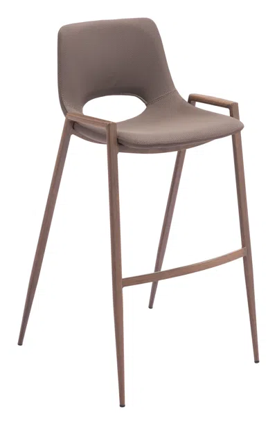 Hivvago Desi Barstool (set Of 2) Brown & Walnut In Brown