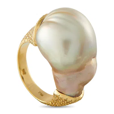 Yvel 18k Yellow Gold 1.90ct Diamond And Baroque Pearl Ring Mf13-112125 In Gold