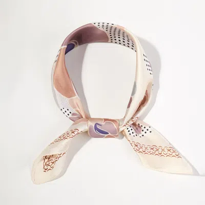 Truedames Intricate Overlay Pattern Printed Square Silky Satin Bandana Scarf In Multi