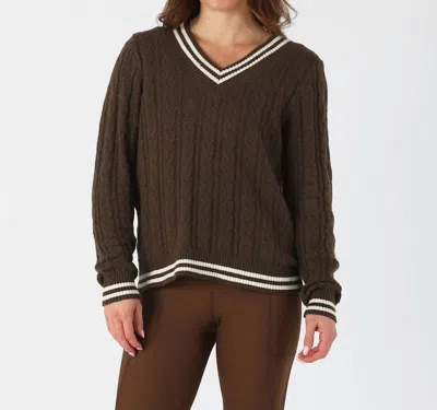 Glyder Hanalei Cable Knit Sweater In Chocolate And Oatmilk In Brown
