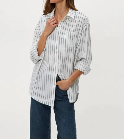 Michael Stars Beau Button Down In Navy Stripe In Blue