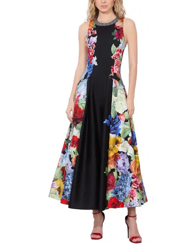Alice And Olivia Adley Floral Drop-waist Midi Dress In Garden Brunch Black