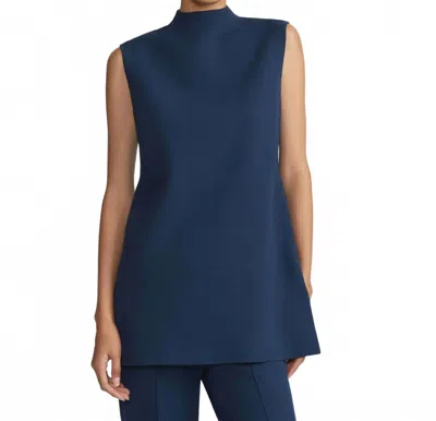 Lafayette 148 Responsible Matte Crepe Mockneck Tunic In Lido Blue In Blue