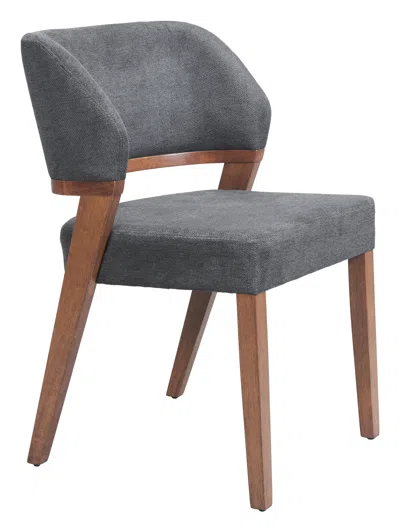 Hivvago Sunobu Dining Chair (set Of 2) Azure Gray & Walnut In Gray