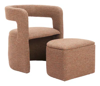 Hivvago Atria Accent Chair & Ottoman Tawny Brown In Brown