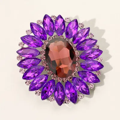 Fashnzfab Marquise Crystal Statement Flower Pin Brooch In Multi