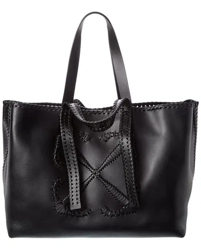 Off-white Leather Tote In Black