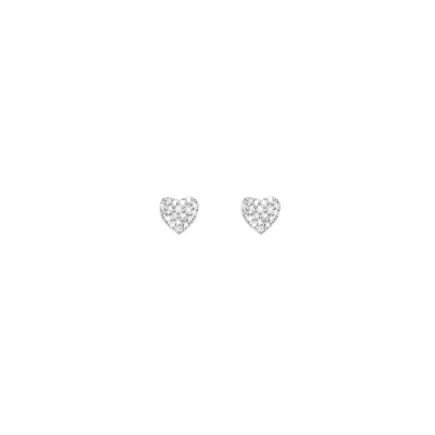 La Soula Jewelry Women's Diamond Heart Earrings In Silver In Metallic