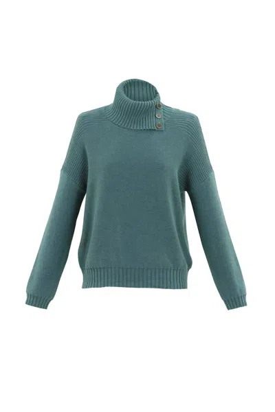 Marble Women's Relaxed Cotton Sweater In Seafoam In Green