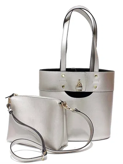 Mc Handbags Women's Front Buckle Tote Bag In Silver In Silver