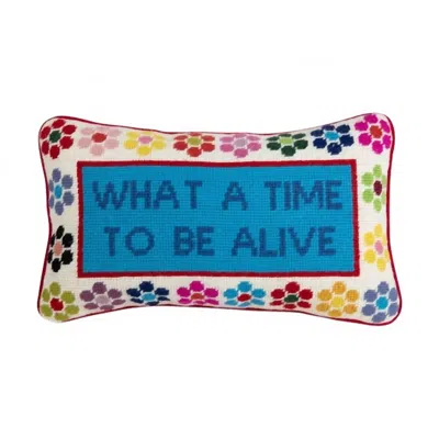 Furbish Studio What A Time Pillow In Luxe Red Velvet In Multi