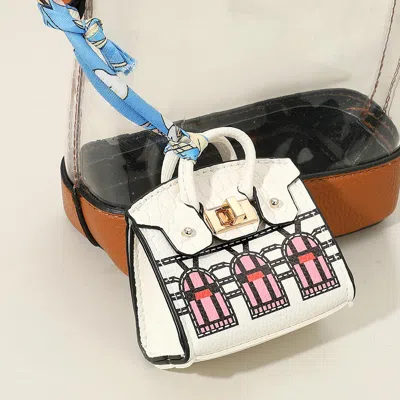 Fashnzfab House Printed Faux Leather Elegant And Stylish Mini Purse Bag Charm In White