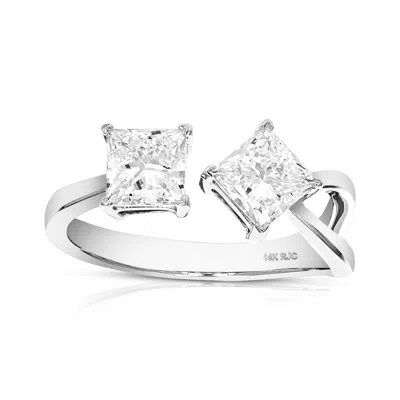 Vir Jewels 1.50 Cttw Princess Lab Grown Diamond 2 Stone Engagement Ring In 14k White Gold For Women In Metallic