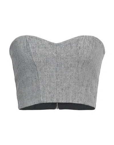 Forte Forte Forte_forte Woman Top Slate Blue Size 3 Linen, Cotton, Polyester, Polyamide, Viscose In Gray
