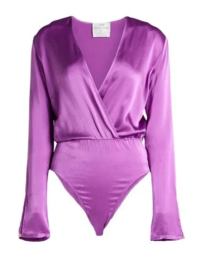 Forte Forte Forte_forte Woman Bodysuit Purple Size 2 Silk, Elastane In Purple