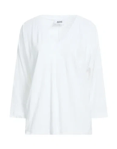 Alpha Studio Woman T-shirt White Size 10 Cotton, Elastane In Multi