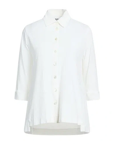 Alpha Studio Woman Shirt White Size 10 Cotton, Elastane In White