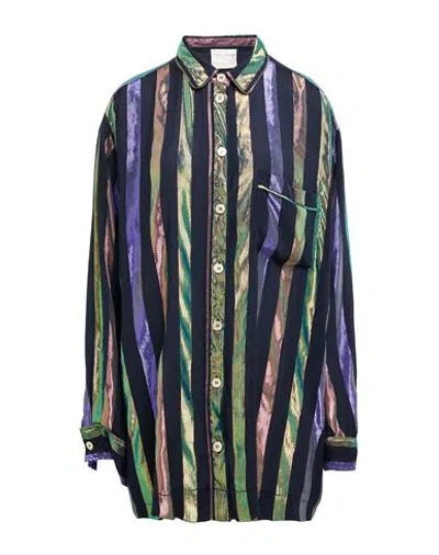 Forte Forte Forte_forte Woman Shirt Midnight Blue Size 3 Viscose, Silk, Polyester In Blue
