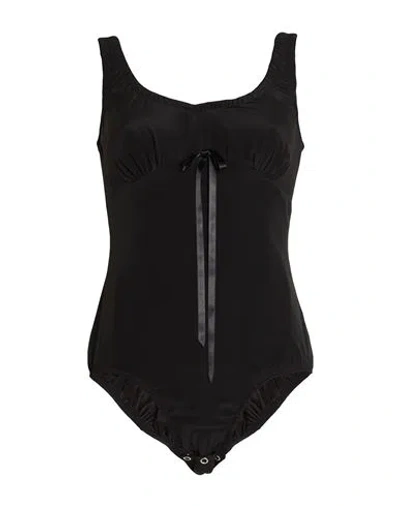 Simone Rocha Woman Bodysuit Black Size 4 Acetate, Silk In Black