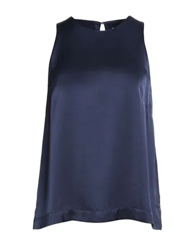 Ottod'ame Woman Top Midnight Blue Size 12 Viscose In Blue