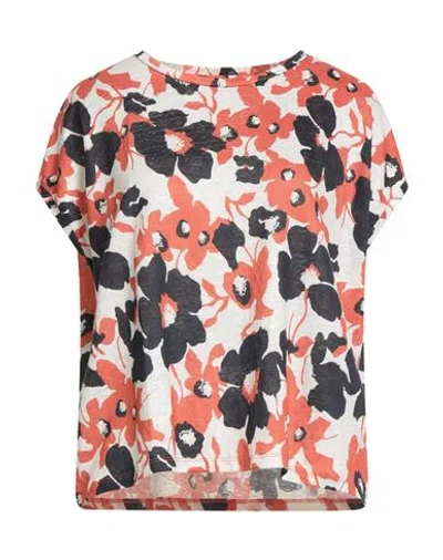 Majestic Filatures Woman T-shirt Rust Size 1 Cotton, Linen In Red