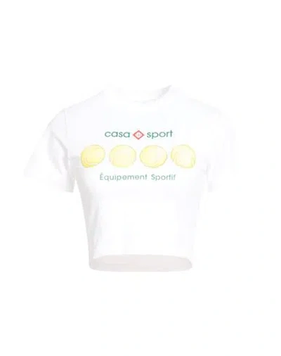 Casablanca Woman T-shirt White Size L Cotton, Elastane In White