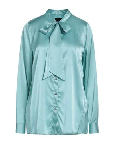 Roberto Collina Woman Shirt Turquoise Size S Silk, Elastane In Blue