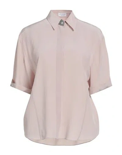 Brunello Cucinelli Woman Shirt Blush Size L Silk In Pink