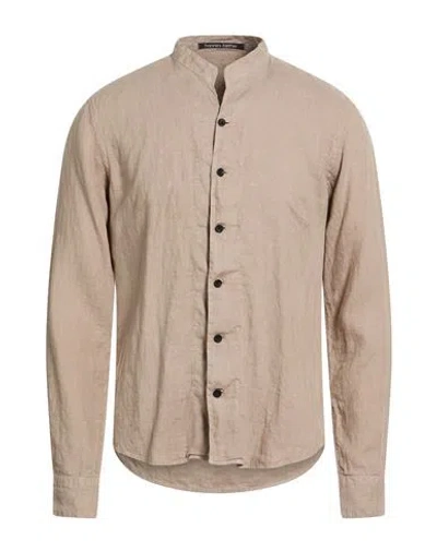 Hannes Roether Man Shirt Taupe Size S Linen In Brown