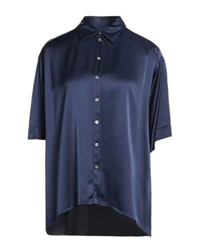 Ottod'ame Woman Shirt Midnight Blue Size 8 Viscose In Blue