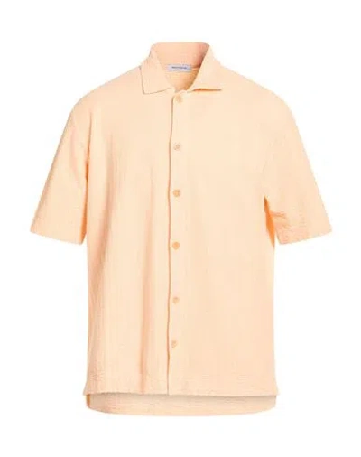 Wool & Co Man Shirt Apricot Size Xl Cotton In Orange