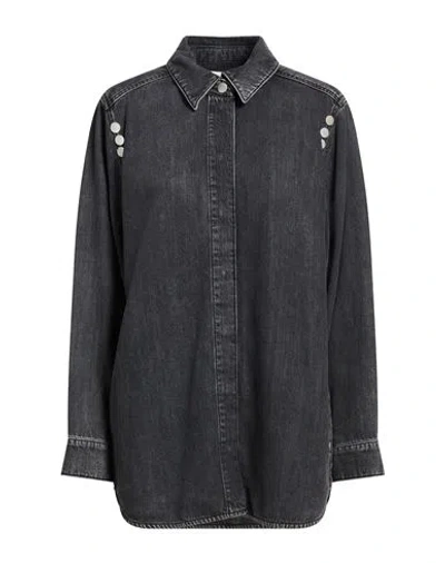 Gestuz Woman Denim Shirt Black Size 6 Cotton, Lyocell, Modal In Multi