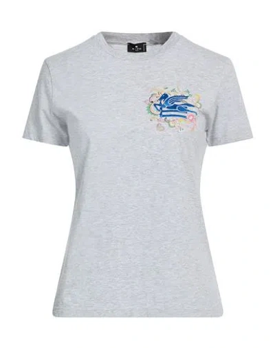 Etro Woman T-shirt Grey Size M Cotton In Multi
