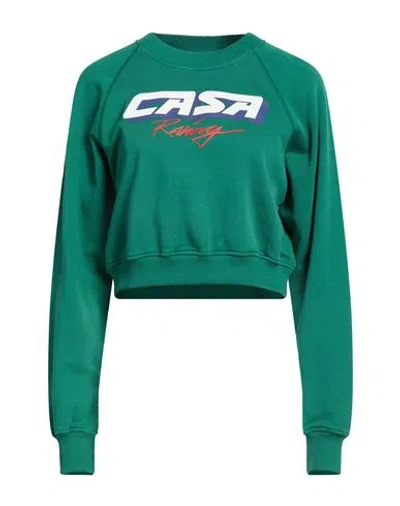 Casablanca Woman Sweatshirt Green Size M Organic Cotton In Multi