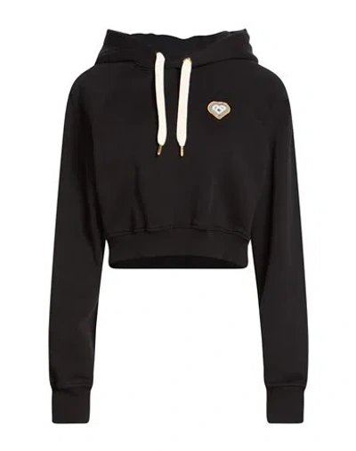 Casablanca Woman Sweatshirt Black Size S Organic Cotton In Multi