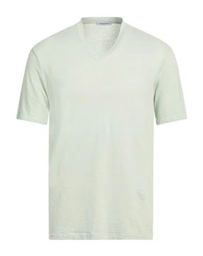 Wool & Co Man T-shirt Light Green Size M Linen, Elastane In Green