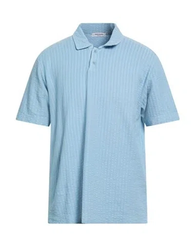 Wool & Co Man Polo Shirt Light Blue Size L Cotton In Blue