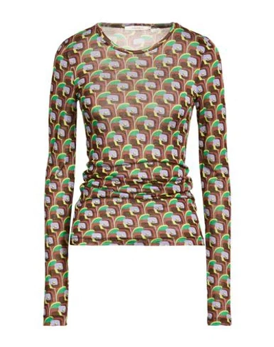 Maliparmi Malìparmi Woman T-shirt Brown Size 10 Modal, Wool In Multi